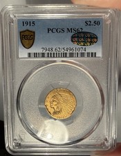 1915 $2.50 PCGS MS 62 CAC Indian Head Gold Quarter Eagle picture