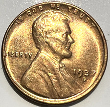 1937 S  Lincoln Wheat Cent BU Brilliant Uncirculated Gem from OBW Bank Roll picture