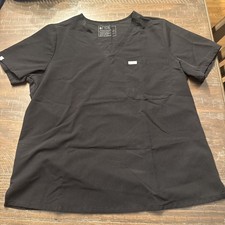 FIGS Black Technical Collection Scrub Top V Neck Short Sleeve Women's XL picture