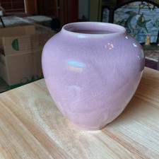 Rookwood Pottery Vase. Bird And Flower. 4.5” Mauve Colored Glaze. 1945 picture