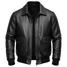 Men’s A2 Aviator Real Genuine Leather Bomber Jacket WWII US Air Force Pilot new picture