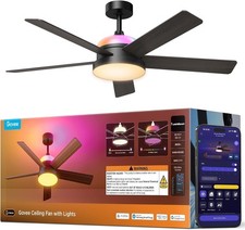 Govee 52'' Smart RGBIC Ceiling Fan w/ Lights Remote Low Profile Dimmable Black picture