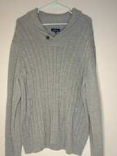 Croft & Barrow Woman's gray shawl collar knit sweater picture