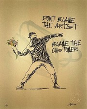 MR. RIPOFF 'Don't Blame the Artist' #x/35 GOLD print COA banksy flower thrower picture