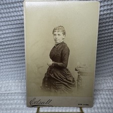 Antique 1880s Cabinet Card Woman Edsall Signed West Side Gallery NY picture