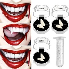 3 Pairs Vampire Fangs Fake Teeth Halloween Cosplay Party Props with Adhesive picture