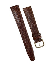 Genuine NOS Gucci 17mm x 14mm Brown Alligator Grain Leather Watch Band Strap picture