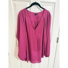 Torrid Harper Deep Magenta Button-Front V-Neck Blouse Pink 1X 43285194 picture