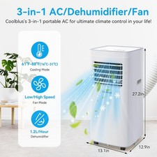Coolblus Portable Air Conditioner, 10000 BTU Portable Ac Unit up to 450 Sq,3 - picture