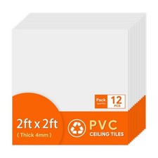 12 Pcs 2Ftx 2Ft White HighGrade PVC Drop Ceiling Tile, Waterproof, Washable picture