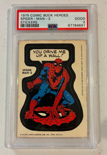 Vintage 1975 Topps Marvel Comic Book Heroes Sticker SPIDER-MAN - #2 PSA 2 Card picture