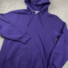 Russell Athletic Hoodie Sweatshirt Mens M Purple Fleece Pullover Blank Vintage picture
