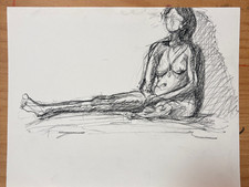 11 x 14in ~ | Sketch of Nude Woman | ~ Charcoal on Paper picture