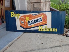 c.1950s Original Vintage Buy Holsum Bread Sign Metal Grocery Country Store Dairy picture