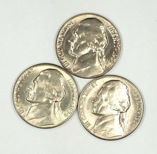 1954 P, D and S UNCIRCULATED JEFFERSON NICKELS CHOICE TO GEM BU picture