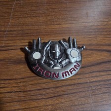 Marvel Iron Man Belt Buckle 2008 Tony Stark Superhero Pewter Tone Metal Red Logo picture