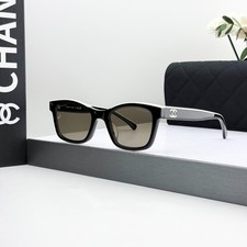 CHANEL CH5417 Square Sunglasses Black Beige Acetate Gray Lens Women 54-22-140 picture