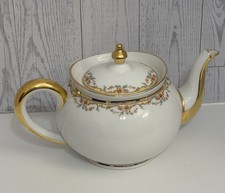 VIGNAUD LIMOGES THE MEUSE FRENCH FLORAL TEAPOT WITH LID GOLD GILT FRANCE ANTIQUE picture