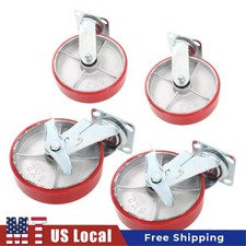 2 Brakes & 2 Swivel Heavy Duty Polyurethane Casters 8