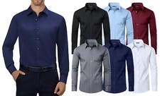 Men's Button Down Dress Long Sleeve Stretchable Slim-Fit Shirts (Size S-3XL) NWT picture