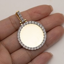 10K Gold Picture Memory Pendant 0.14ct NATURAL Diamond 1 3/4