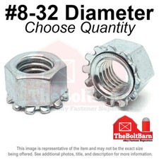 #8-32 K Lock Hex Lock Nuts Keps Zinc Plated COARSE Thread (Pick Quantity) picture
