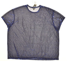 Torrid Women's Plus Size 3 3X 22-24 Oil Slick Metallic Blue Sheer Mesh Crew Neck picture