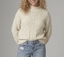 NWT Talbots Women’s Size PL Ivory Cotton Blend Mock Neck Pullover Sweater picture