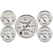 AutoMeter 1601 Old-Tyme White 5 Gauge Set, Mechanical Speedometer picture