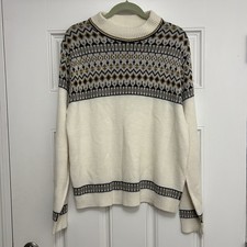 Vintage 60s Campus Fair Isle Nordic Ski Sweater Mens M Orlon Acrylic Grandpacore picture