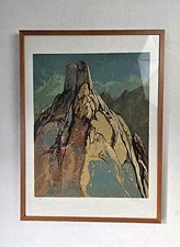 Vtg Samuel Bak Signed & Numbered Lithograph - Mt. Sinai Landscape Edition 2/750 picture