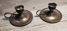 Pair Vintage Spanish Solid Silver .915 Miniature Chamberstick Candle Holders picture