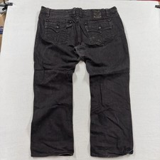 Rock Revival Steven Straight Jeans Mens 44x32 Black Charcoal Wash Denim Pockets picture