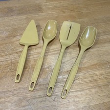 Vintage Foley Nylon Plastic MCM Kitchen Utensils Harvest Gold Yellow Spatula Pie picture