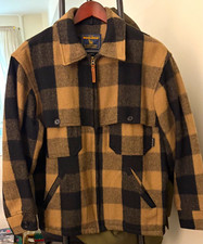 Woolrich Men’s Brown/Black Plaid Zip/Button Collared Jacket w/ Pockets Size M picture