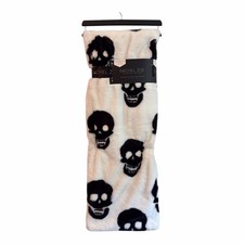 Rachel Zoe Halloween Skulls Oversized Faux Fur Throw 50” x 70” picture