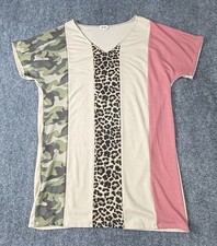 Bibi Colorblock V-Neck Top Multi Animal Print Camo Pink picture
