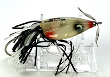 VTG HEDDON BRUSH POPPER Fishing Lure Clear/Red W/ Black-White Skirt.  Grt Color picture