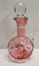 Fenton Glass Cranberry Cruet Coin Dot Optic Pattern With Stopper  Smooth Handle  picture