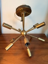 Vintage 50s Lightolier Brass Sputnik Chandelier 12 Light Mid Century Flush Mount picture