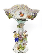 Antique Carl Thieme Dresden Porcelain Centerpiece Compote 14