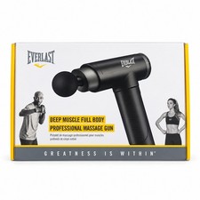 Everlast Deep Muscle Full Body Massage Gun 4 Heads 3200 RPM  Black New in Box picture