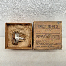 Antique Edison Recorder in Original Box - Wax Cylinder Phonograph Nickel Plated picture