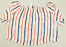 Lane Bryant Women's Plus Size 26/28 Off-The-Shoulder Striped Boho Blouse Top NWT picture