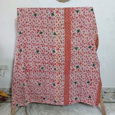 Reversible Kantha Quilt Vintage Floral Cotton Throw Bohemian Bedspread picture