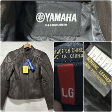 Yamaha Motorcycle VTG Mens Brown Heavy Genuine Leather Full Zip Jacket Sz LG NWT picture