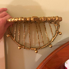 Gold Half Round Wall Mounted Metal Basket, Medium Boho Rustic Indoor Décor picture