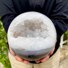 2.42LB Natural Agate Open Smile Sphere Amethyst Geode Healing Wealth Crystal De picture