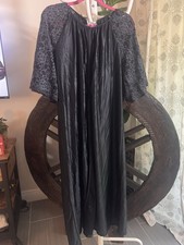 VTG German Democratic Republic DDR Black Lounge Dress Gown Lace L/XL picture