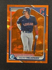 2024 Bowman Sapphire Orange /25 Ralphy Velazquez Chrome BCP-28 Guardians picture